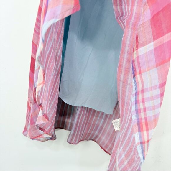 Anthropologie Maeve PIPPA Pink Checkered Plaid Sleeveless Swing Shirt Dress - Picture 15 of 16